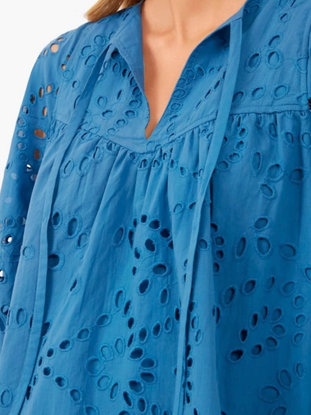 Tuckernuck Cotton Grecian Blue Eyelet Kenway Blouse XXL - Picture 16 of 16